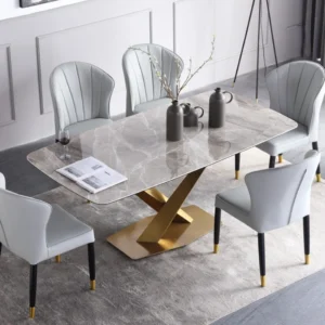 Factory Hot Sale 6 Seat  Chair Sintered Stone Top Dinning Set Modern Dining Table
