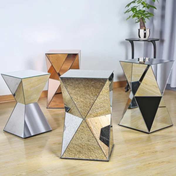 27X46CM designer mirrored creative tea wine flower plant lamp smart coffee floor standing end glass side corner table - Image 4