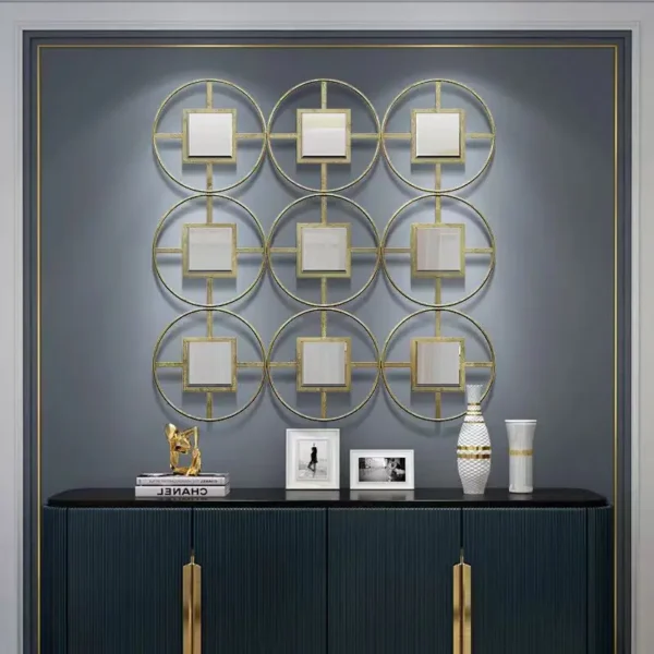 97*97cm Modern light luxury home living room TV background wall decoration mirror corridor creative iron art wall hanging