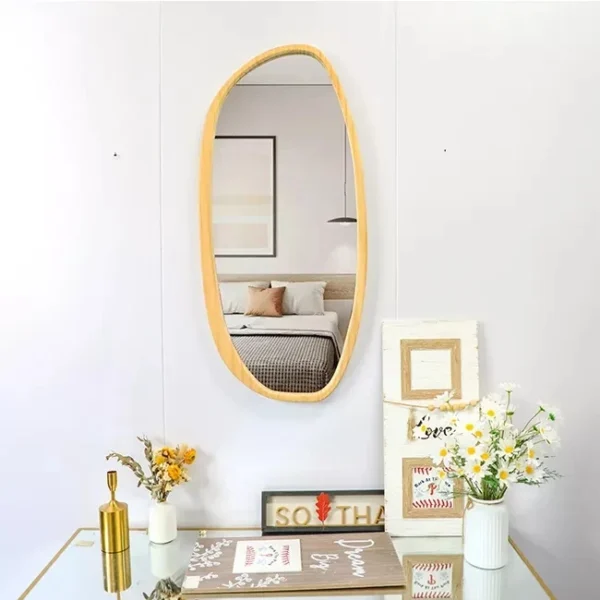 45X90CM S3 New Design Irregular Decorative Wall Mirror Simple Wood Frame Hanging Art Decor Mirror - Image 3
