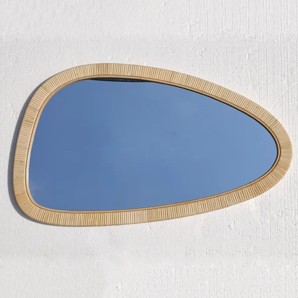110x65 Modern Simplistic Decorative Art Home Decor Handcrafted Natural Rattan-Framed Large Wall Mirror For Bathroom Living Room - Image 2