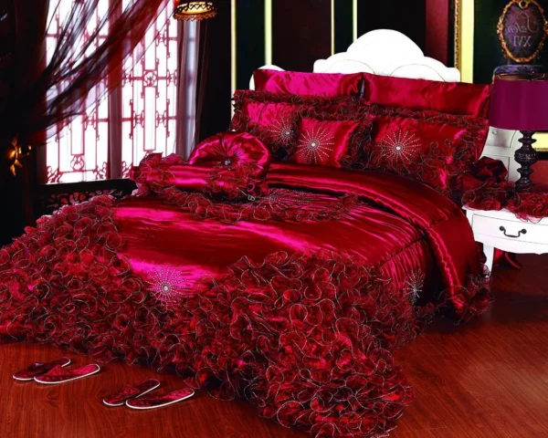 Hot selling home textile bedding products super soft Wedding  lace bed cover is quilted wedding bedding set - Image 2