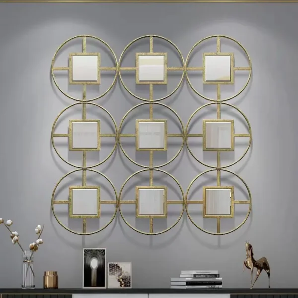 97*97cm Modern light luxury home living room TV background wall decoration mirror corridor creative iron art wall hanging - Image 4