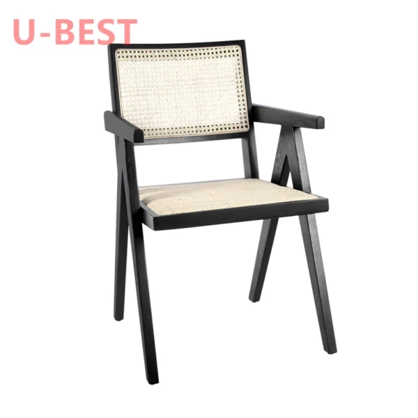 U-Best Furniture Modern Indoor Balcony Courtyard Lounge Chair Black Armchair Wooden Leisure Chair - Image 4