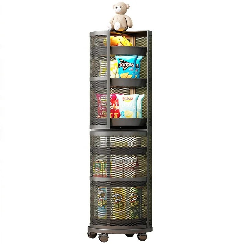 luxury kitchen multifunctional organizer storage vegetable rack cabinet corner rotatable shelf with door wheeled mobile trolley