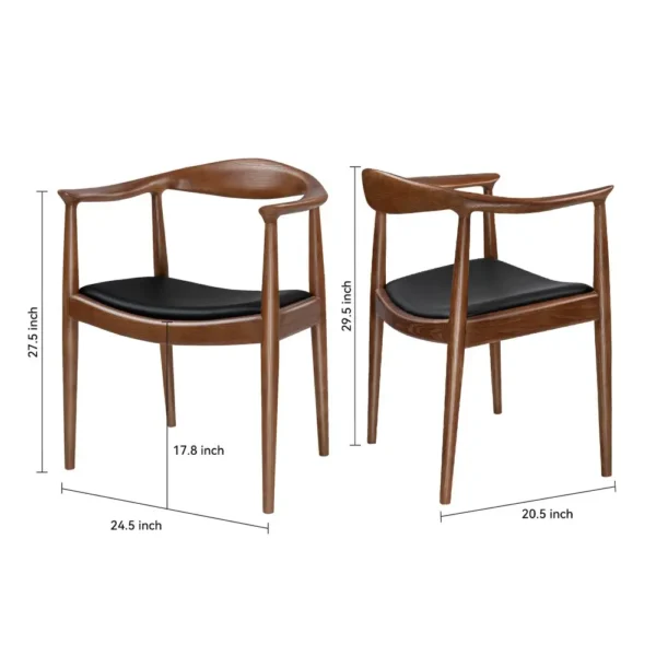 Modern American Kennedy armchair Office chair with PU leather cushion chaises de salle a manger en bois massif