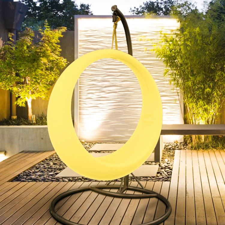 Illuminated Round Swing Ring Chair Seat Bar Ornaments Led Night Lamps RGBW Patio Swings Garden Mall Decorations - Image 6