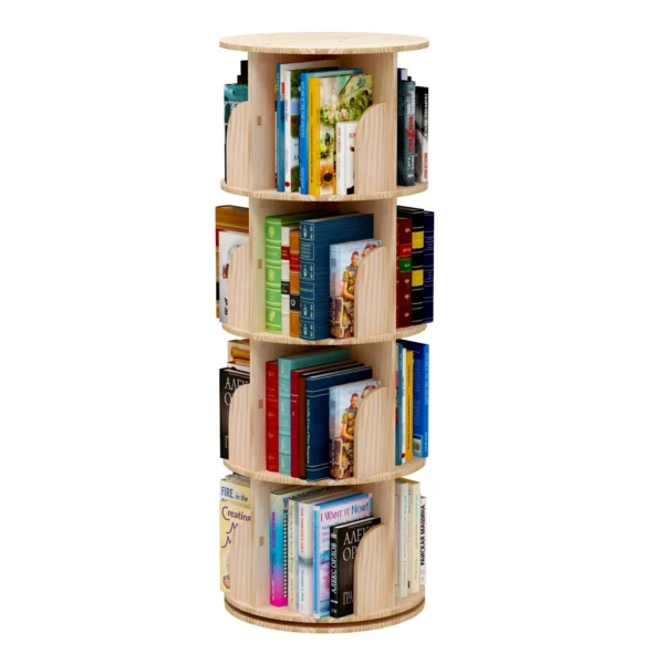 Log 360 degree rotating bookshelf floor Simple home children's picture book Bedroom corner splicing bookshelf cabinet - Image 6