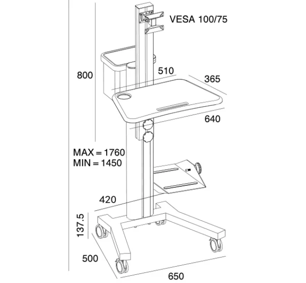 Rotating computer monitor keyboard desk stand - Image 3