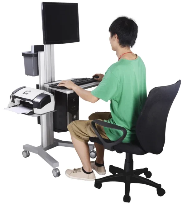 Rotating computer monitor keyboard desk stand
