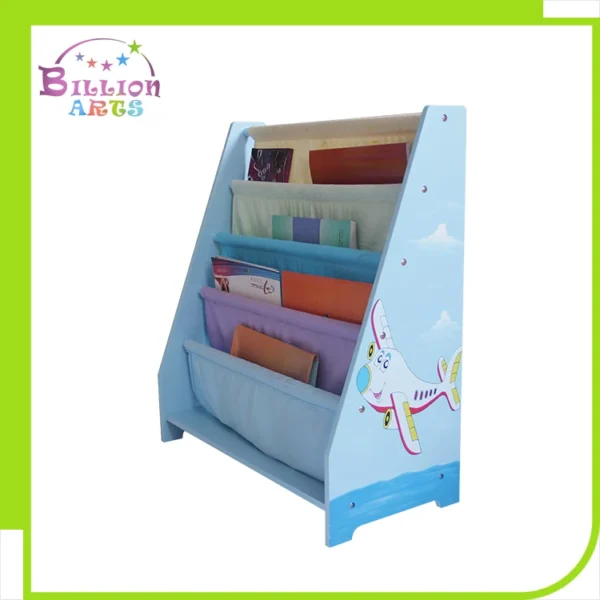 Beautiful Kinds of Wooden Children Canvas Bookcase School Library Book Display - Image 2