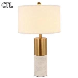 Cheap gold metal table lamps with fabric shade hotel bedroom bedside decorative desk lamp home decor modern luxury table lamp