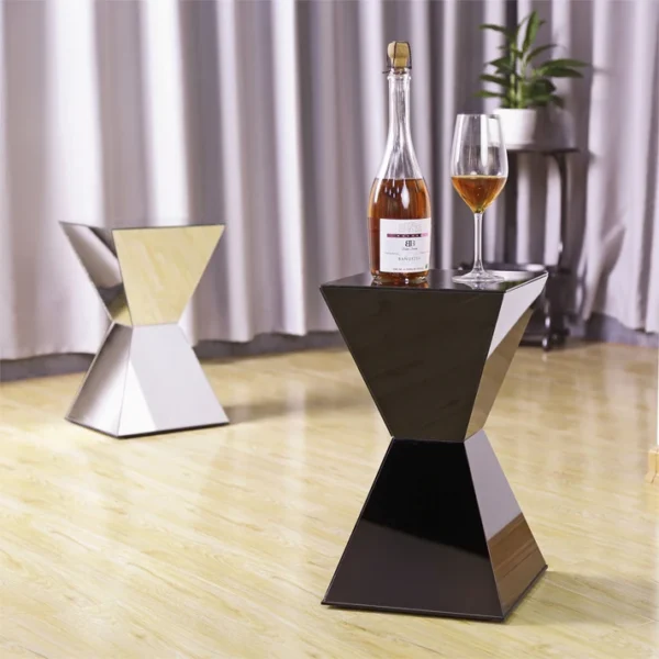 27X46CM designer mirrored creative tea wine flower plant lamp smart coffee floor standing end glass side corner table - Image 5