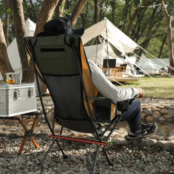 design aluminum alloy ultralight high back reclining outdoor foldable portable lightweight folding beach camping moon chair - Image 2