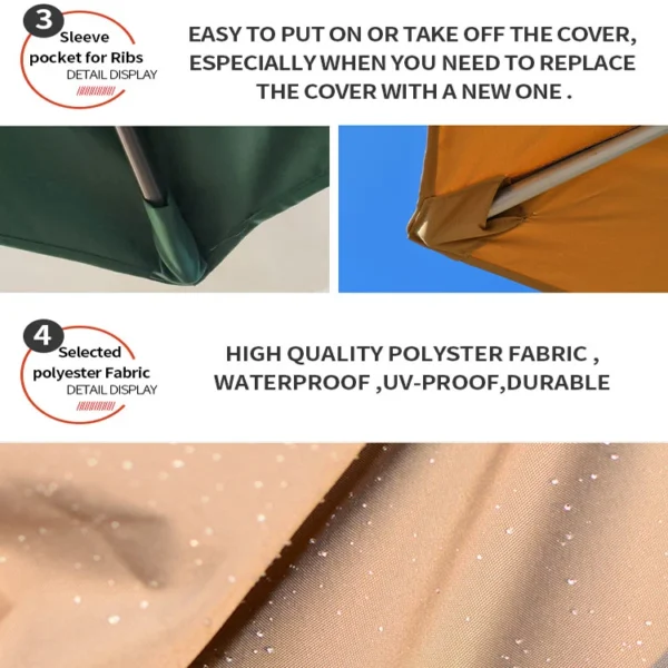 FEAMONT Hand Cranked Sunshade Parasol Supply UV Printed Patio Umbrella Waterproof Garden Cafe Fabric Umbrella - Image 3