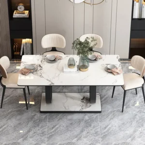 Extendable Dining Table White Classic Dining Room Set Stainless Steel Titanium Modern Dining Table