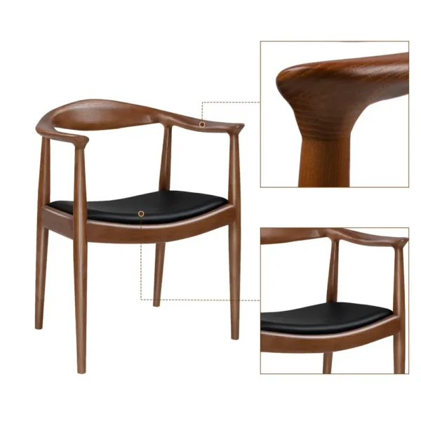 Modern American Kennedy armchair Office chair with PU leather cushion chaises de salle a manger en bois massif - Image 2