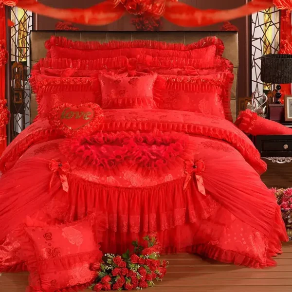 Luxury American style  Lace  Bedding Set Fashion Wedding Bedding Set  bed skirt home textiles > bedding > quilts