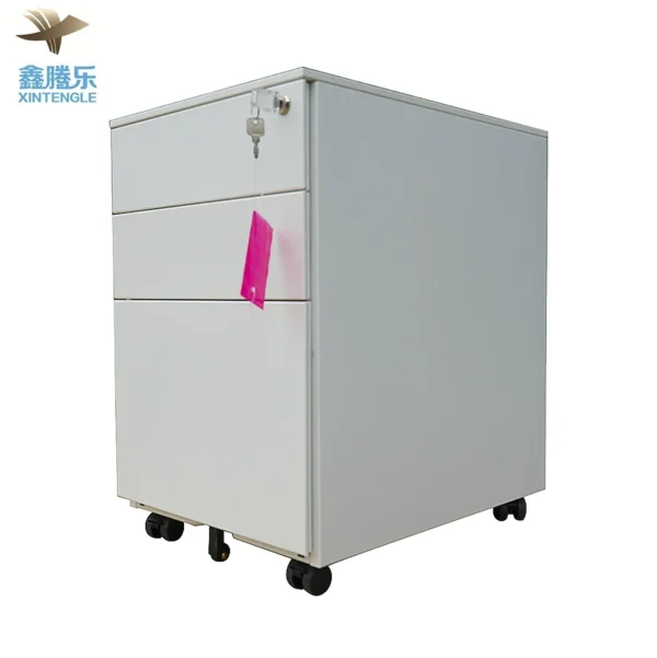 Guangzhou facetory direct sale high quality office 3 box drawers white mobile pedestal file cabinet with wheels - Image 3