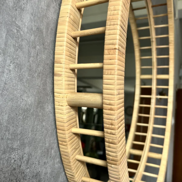 66 New Collection Rattan Mirror For Home Decoration Handicraft Round Rattan Framed Decor Living Room Wall Mounted Mirror - Image 3