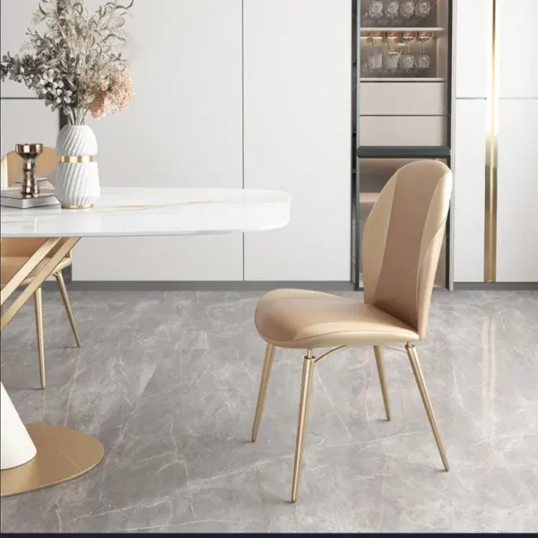 Hot New Fashion Design Stainless Steel Leg Marble Table Top Six Seat Dining Table Chair Set - Image 2
