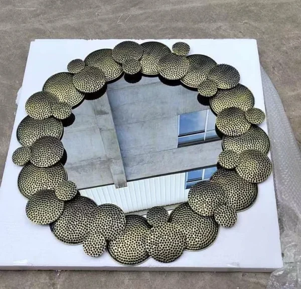 60CM Hot Saling Retro Light Luxury Decor Mirror Sofa Decoration Creative Stainless Steel Wall Mirror