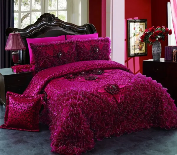 2023 new hot selling home textile bedding products super soft Wedding 4 piece set for  home - style lace - Image 3