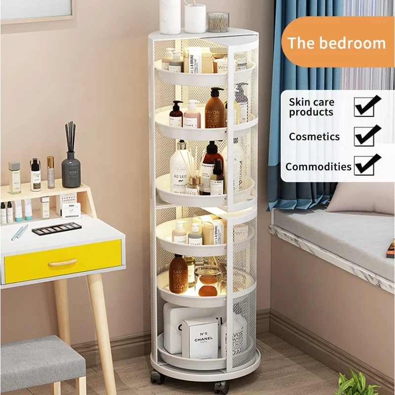 luxury kitchen multifunctional organizer storage vegetable rack cabinet corner rotatable shelf with door wheeled mobile trolley - Image 3
