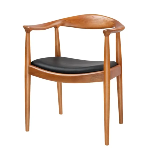 Modern American Kennedy armchair Office chair with PU leather cushion chaises de salle a manger en bois massif - Image 6