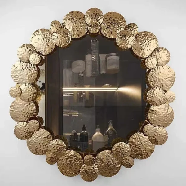 60CM Hot Saling Retro Light Luxury Decor Mirror Sofa Decoration Creative Stainless Steel Wall Mirror - Image 6