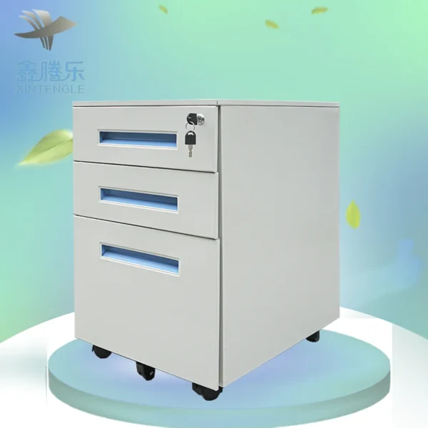 Office furniture 3 drawer steel storage cabinet metal mobile pedestal under desk container on rolls bucks caisson bureaux - Image 2