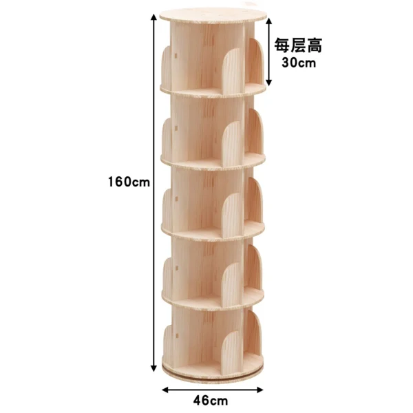 Log 360 degree rotating bookshelf floor Simple home children's picture book Bedroom corner splicing bookshelf cabinet - Image 5