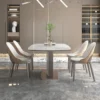 White Top Dining Table Set Rectangle Marble Dining Table Dining Room Furniture Titanium Steel Rock Board Material - Image 3