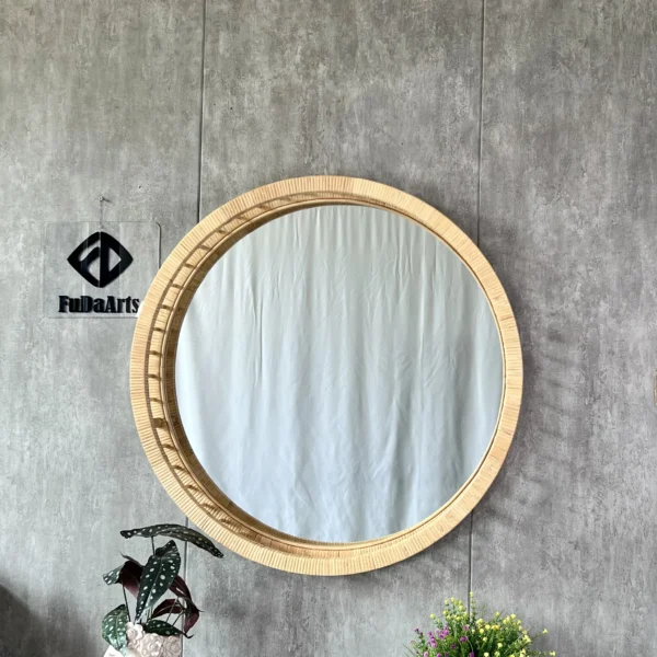 66 New Collection Rattan Mirror For Home Decoration Handicraft Round Rattan Framed Decor Living Room Wall Mounted Mirror - Image 6