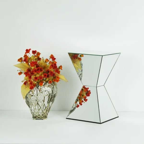 27X46CM designer mirrored creative tea wine flower plant lamp smart coffee floor standing end glass side corner table - Image 2