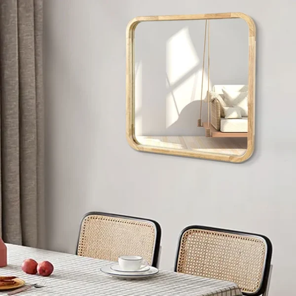 Transform Your Space with Rustic Elegance: Large Solid Rubber Natural Wood Frame Wall Mirror for Modern Farmhouse Bathroom and Living Room Décor - Image 6