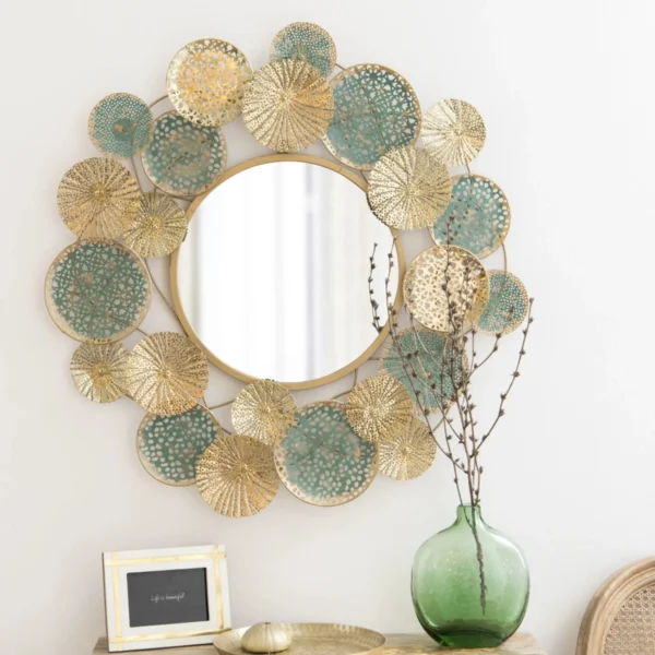 84cm factory price European round mirror living room lotus leaf frame wall hanging mirror porch sofa wall hanging decorate