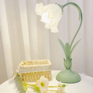 JYLIGHTING Modern Nordic Glass Table Lamp Flower-Shaped Bedside Lamp with LED for Bedroom AC Power Metal Shade