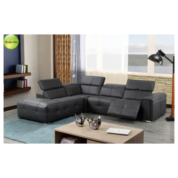 Italian furniture modern sectional l shape corner sofa reclining sofa - Image 6