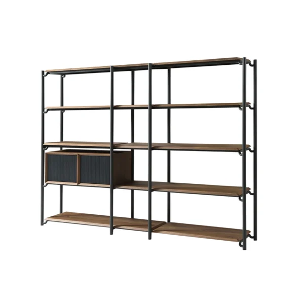 Modern high quality nordic minimalist Italian modern walnut shelf bookshelf - Image 4