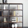Modern high quality nordic minimalist Italian modern walnut shelf bookshelf - Image 2
