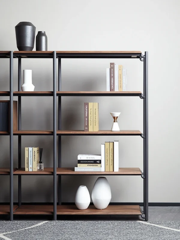 Modern high quality nordic minimalist Italian modern walnut shelf bookshelf - Image 2
