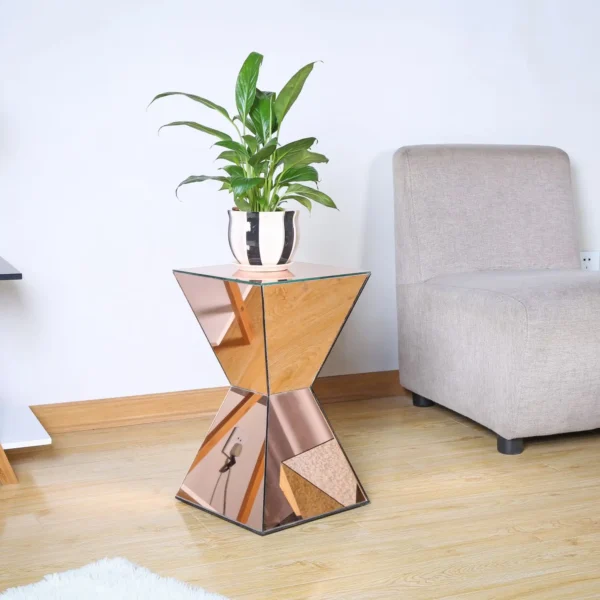 27X46CM designer mirrored creative tea wine flower plant lamp smart coffee floor standing end glass side corner table - Image 6