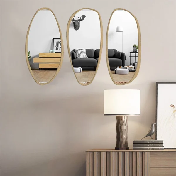 45X90CM S3 New Design Irregular Decorative Wall Mirror Simple Wood Frame Hanging Art Decor Mirror - Image 6