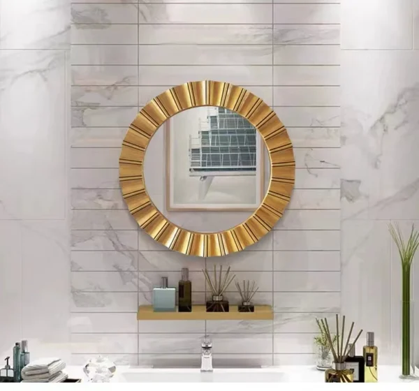 65cm Large gold living room decor metal wall mirrors creative modern decorative metal art bathroom for sale