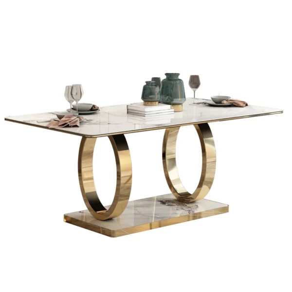 Light Luxury Dining Tables Marble Top Dining Room Sets Modern With Base Luxury Dining Table Home Furniture - Image 5