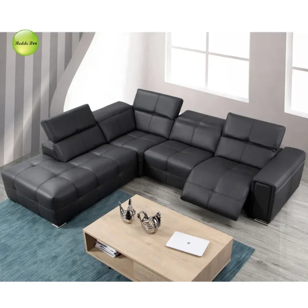 Italian furniture modern sectional l shape corner sofa reclining sofa - Image 2