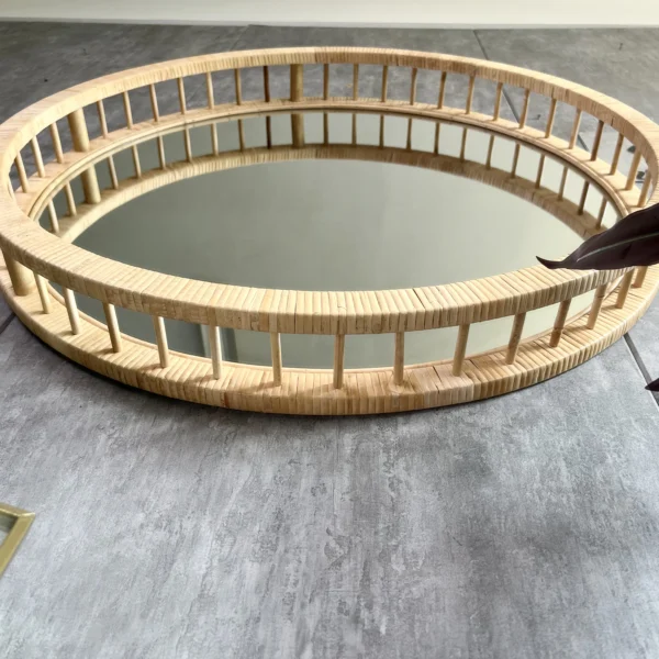 66 New Collection Rattan Mirror For Home Decoration Handicraft Round Rattan Framed Decor Living Room Wall Mounted Mirror - Image 2