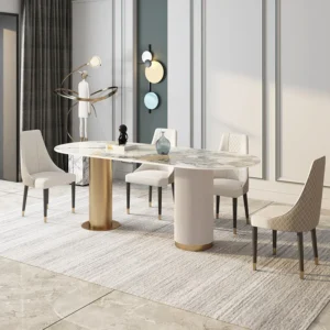 Metal Furniture Sets Factory Gold Stainless Steel Dining Table Marble Dining Table Set Modern Marble Dining Table Set