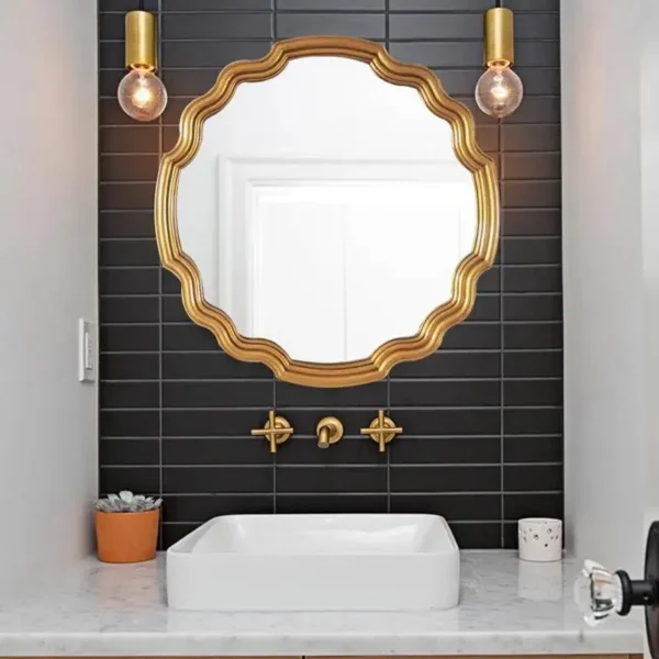 65*65cm New Design LED Light Bathroom mirror Nordic porch decoration mirror European vintage wall hanging dressing mirror - Image 4